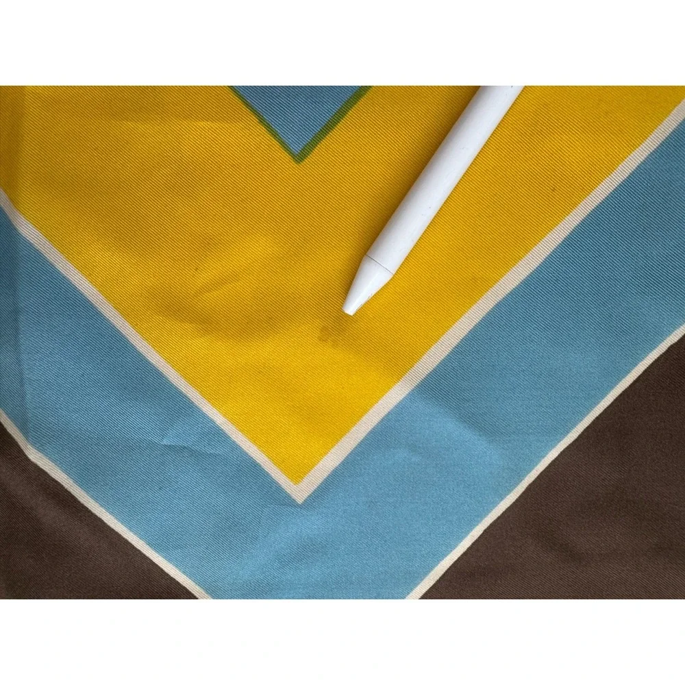 Jean Patuo Paris Geometric VTG Scarf 30''x30'' Fall 100% Silk Hand Rolled Edges